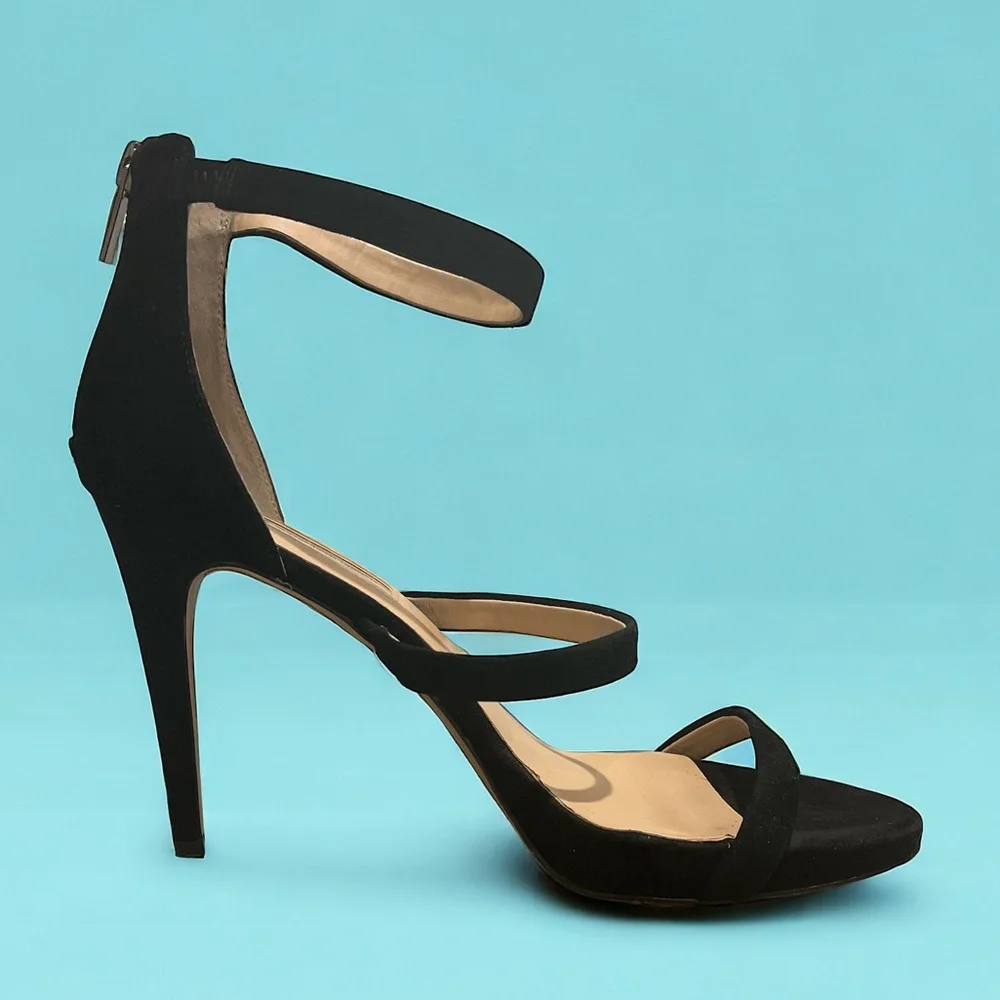 INC‎ International Concepts | Inc Black Strappy Suede Heels size 9.5
